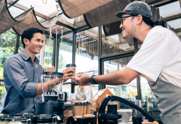 man getting coffee