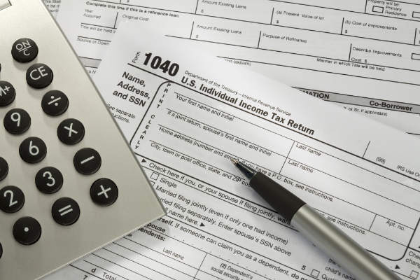 tax form with calculator